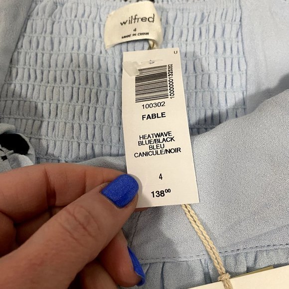 Aritzia Wilfred Fable Heatwave Blue Floral Bustier Style Mini Dress Size 4 NWT - Picture 5 of 9